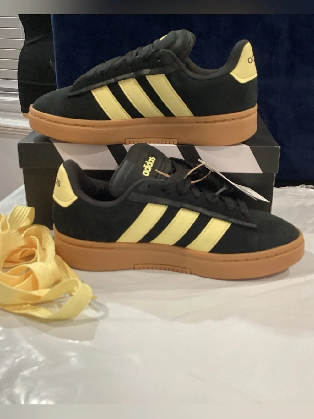 adidas Grand Court Alpha 00s Sneakers Black Yellow Gum Sole Women’s 6.5 NIB